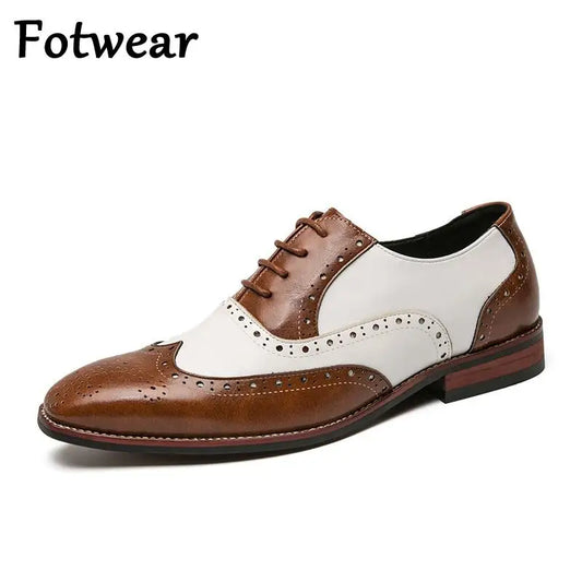 Leather Brogues Men Big Size Fashion Wedding Party Men Dress Shoes Italian Designer