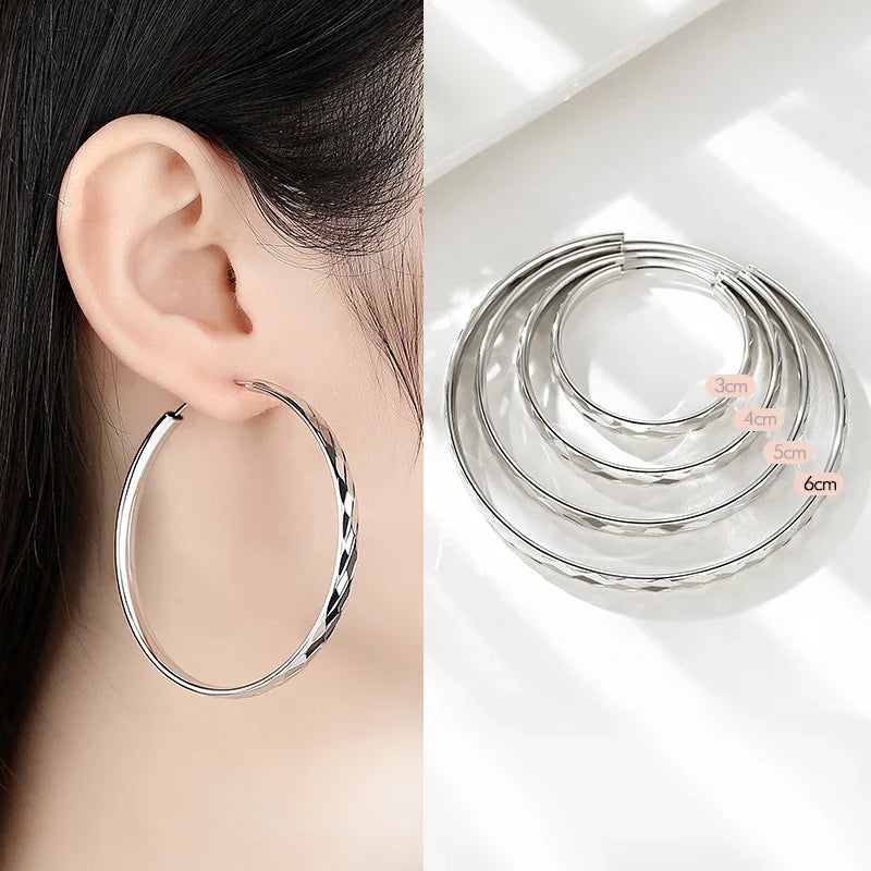 Somilia - Women's Big Hoop Earrings, New Collection 100% 925 Sterling Silver Jewelry Fashion Women18K Golden серьги кольца