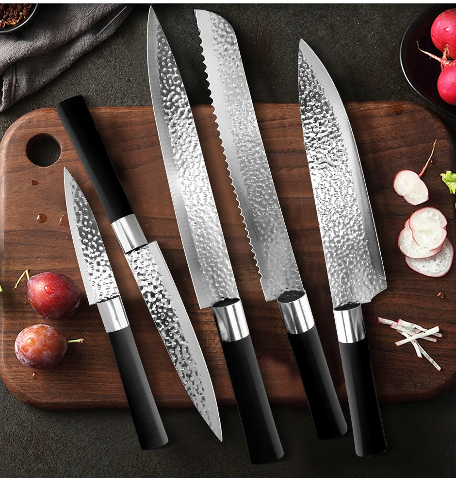 Kitchen Knife Chef Bread Slicer Utility Santoku 7CR17 440C Stainless Steel Non Stick