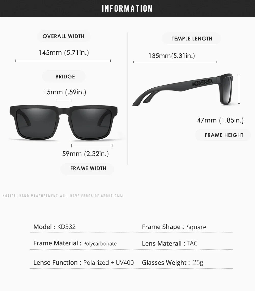 KDEAM Photochromic And Polarized Sunglasses Men Category 3 Polarized Sun Glasses Women Unique Frame Surface Eyewear With Case