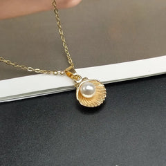 Shell Imitation Pearl Pendant Necklace For Women Fashion Collar Neck