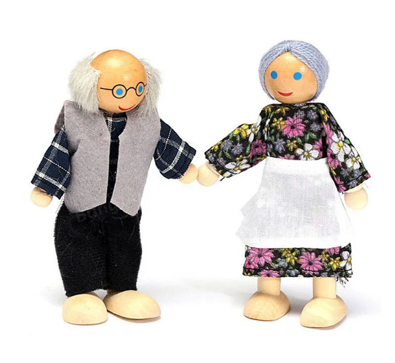 Kids Wooden Furniture Miniature Play Toy Mini Dolls Set Figures Family Humanoid Doll Children House Boys Girls Pretend Gifts