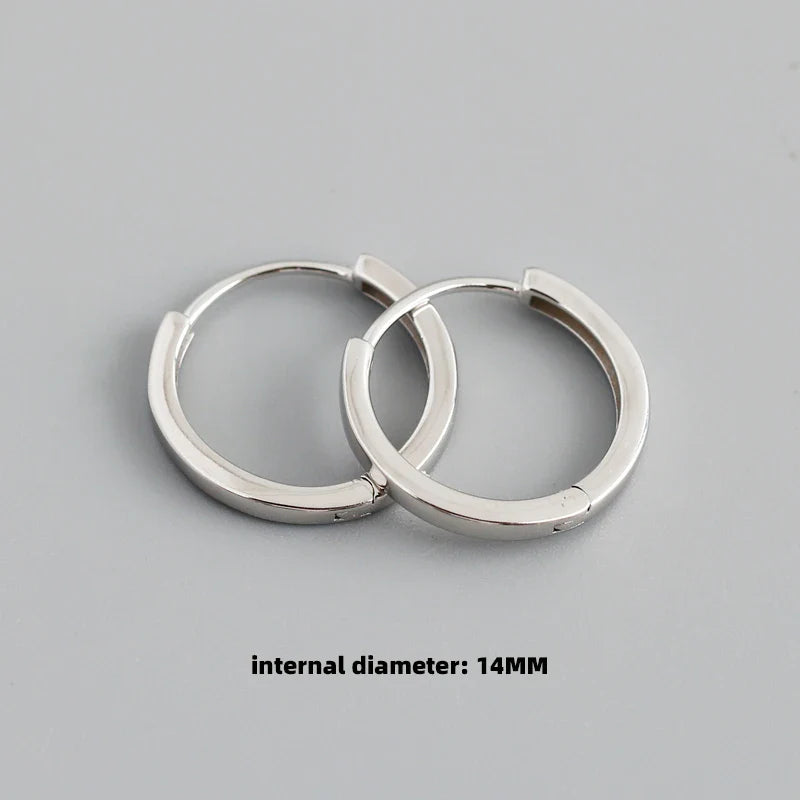 WANTME 925 Sterling Silver Minimalist Punk Rock Circle Hoop Earrings for Women Men Goth Piercing Ear Buckle Charm Fine Jewelry
