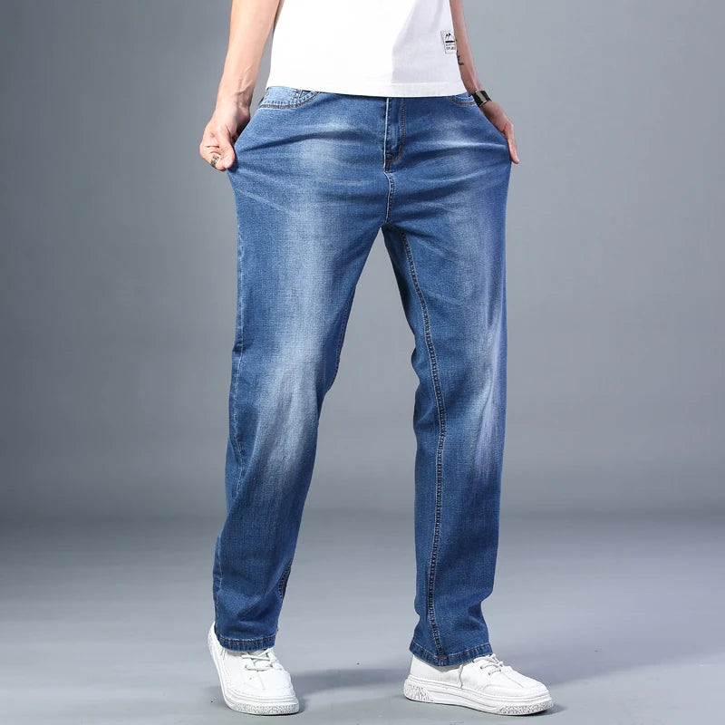 Men's Thin Straight-leg Loose Jeans Classic Style Advanced Stretch