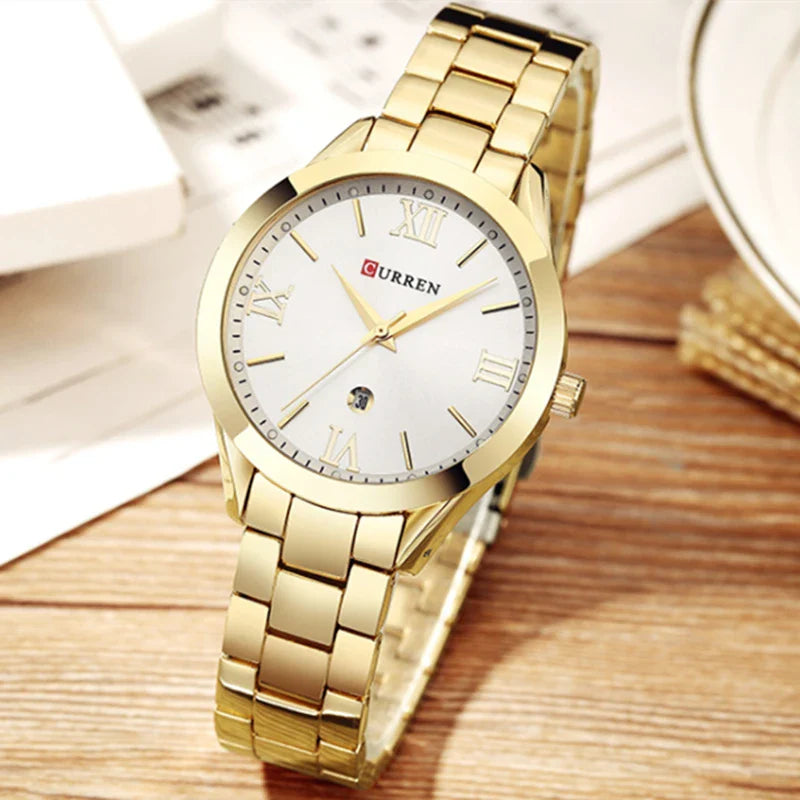 CURREN Ladies Watch For Women Fashion Retro Female Waterproof Watch Steel Quartz Watch For Women Christmas Relógio Feminino 9007