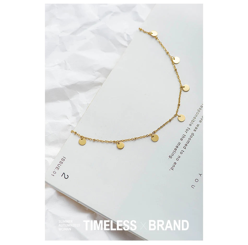 Wild & Free Stainless Steel Round Gold Plated Disc Choker Necklace For Women
