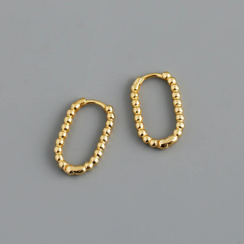 WANTME 925 Sterling Silver Punk Simple Pirecing Geometry Hollow Beads Stud Earrings for Women Girl Chic Birthday Goth Jewelry