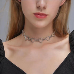 Korean Sweet Love Heart Choker Necklace Statement Girlfriend Gift Cute Bicolor Necklace