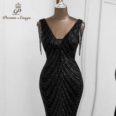 black evening dresses vestidos elegantes para mujer de noche largo