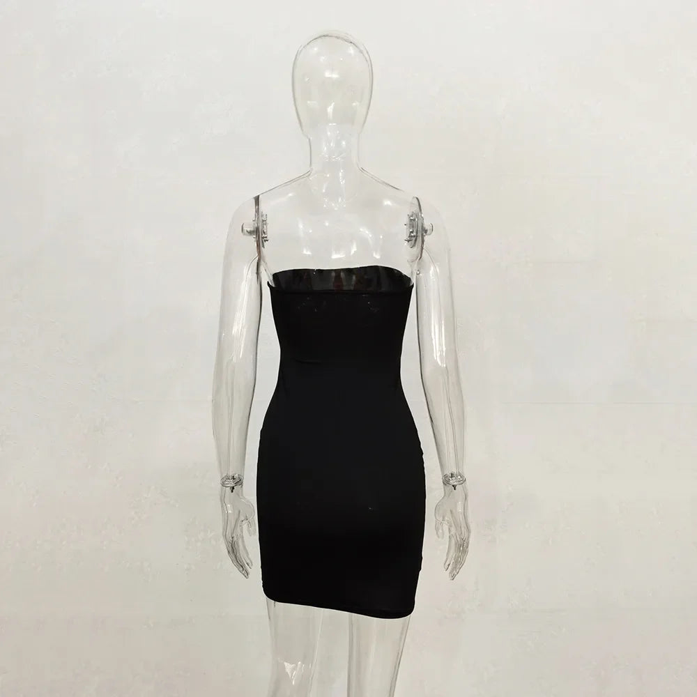 BKLD Sexy Off Shoulder Tube Dress Solid 2025 New Summer Women Bodycon Strapless Dress Black Mini Dress Women Slim Party Clubwear