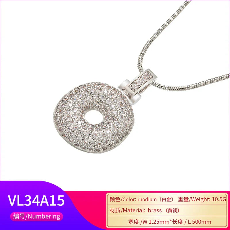 ZHUKOU 1.25x500mm Fat and lovely crystal brass silver color  letter necklace for women friends birthday gift model: VL34
