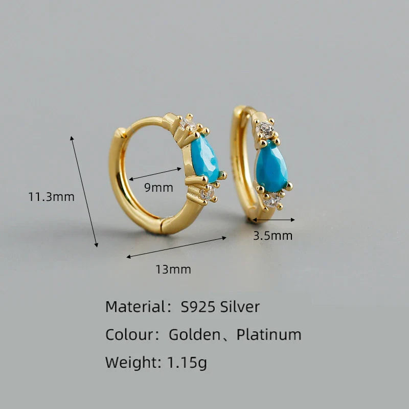 WANTME New Arrival Fashion Korean Blue Zircon Spike Geometric Stud Earrings for Women Real 925 Sterling Silver Gothic Jewelry