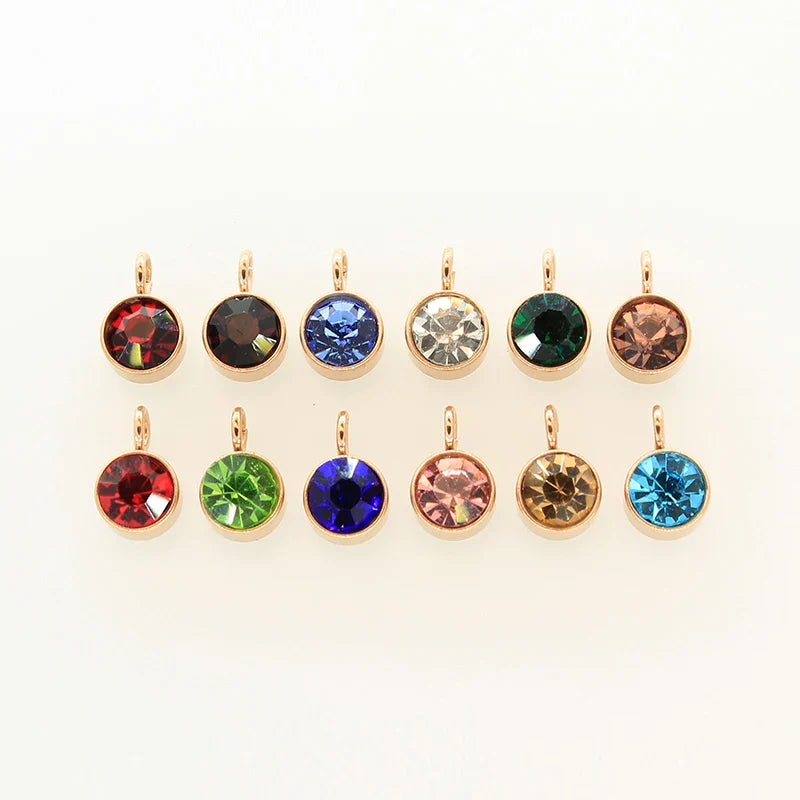 144Pcs/Lot Stainless Steel Birthstone Charms For Women Girl Pendant Earrings Bracelet Jewelry Gift Making DIY Accessories