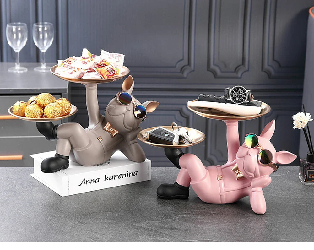 Bulldog Animal Figurines Cool Dog Statue Sculpture Living  Study Room Bedroom Decor Home Interior Decoration Accessories