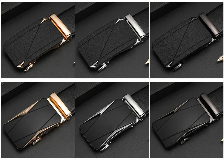CEXIKA Men's Genuine Leather Automatic Buckle Belt Custom Engraved Name/Logo Ideal Waist Belt for Father's Day Personalized Gift