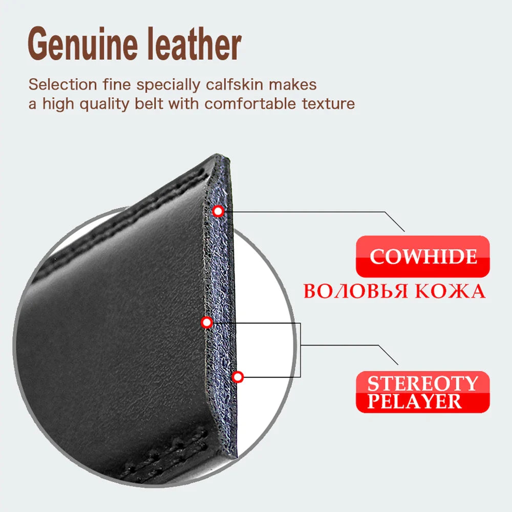 Mens Leather Belt  Automatic Genuine Leather Belts Belt Male Leisure Fashion Ratchet Belts for Men Pants Waistband Ремень