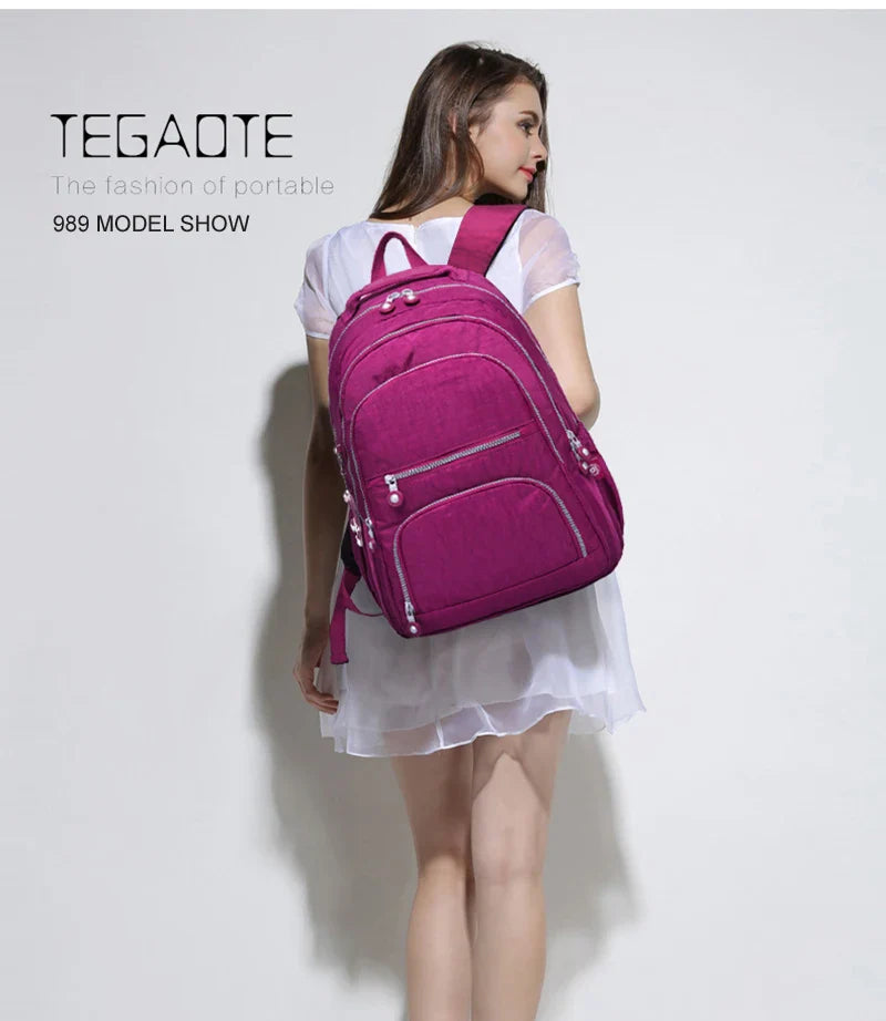 TEGAOTE Aesthetic School Backpacks for Teenagers Girl 2024 Nylon Waterproof Travel BackPack Purse Women Laptop Bagpack Mochila