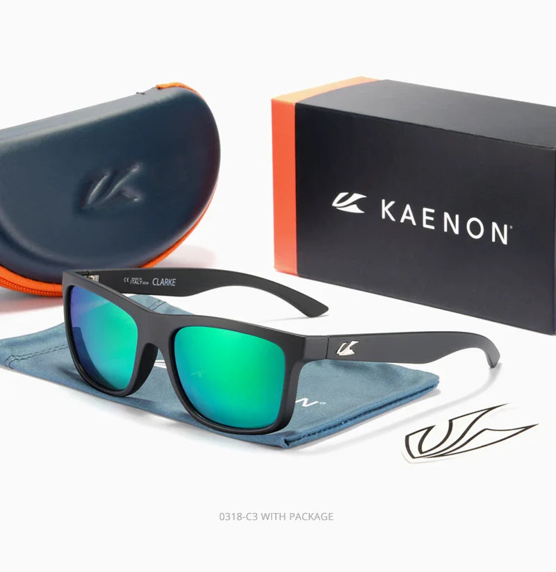 KAENON Square Polarized Sunglasses Men TR90 Flexible Sports Sun Glasses For Women Real Coating Lens With Original Box