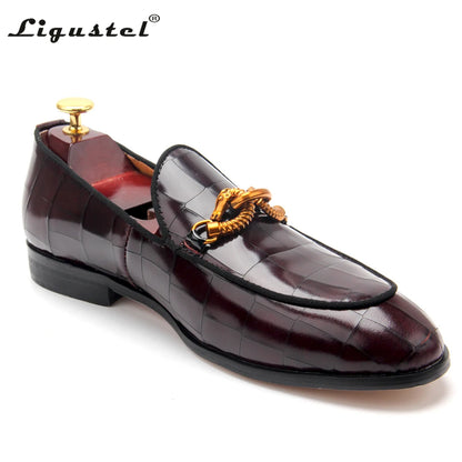 Ligusrel Men Formal Dress Designer Luxury Red Shoes Fashion Wedding Party Leather Loafers For Men Red Bottom Formal Plus Size 13