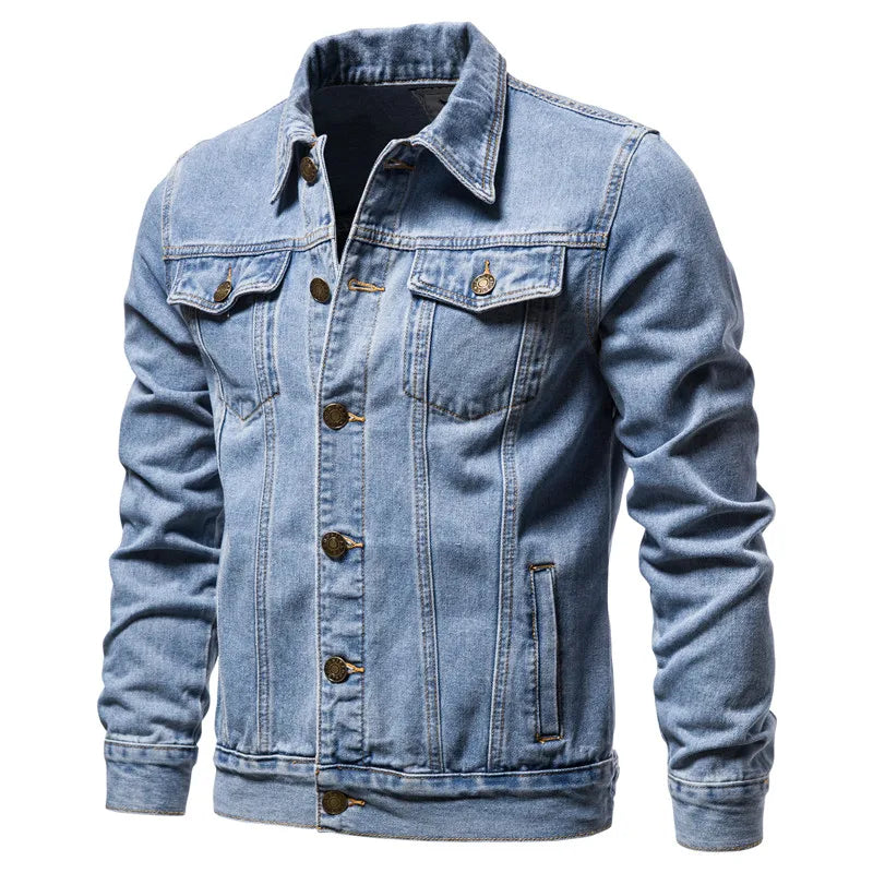Denim Jacket Men Fashion Motorcycle Jeans Jackets Mens Causal Oversized  Coat