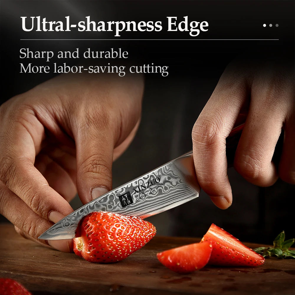 3.5'' Inch Paring Kitchen Knife Handmade Damascus Steel Rosewood Handle