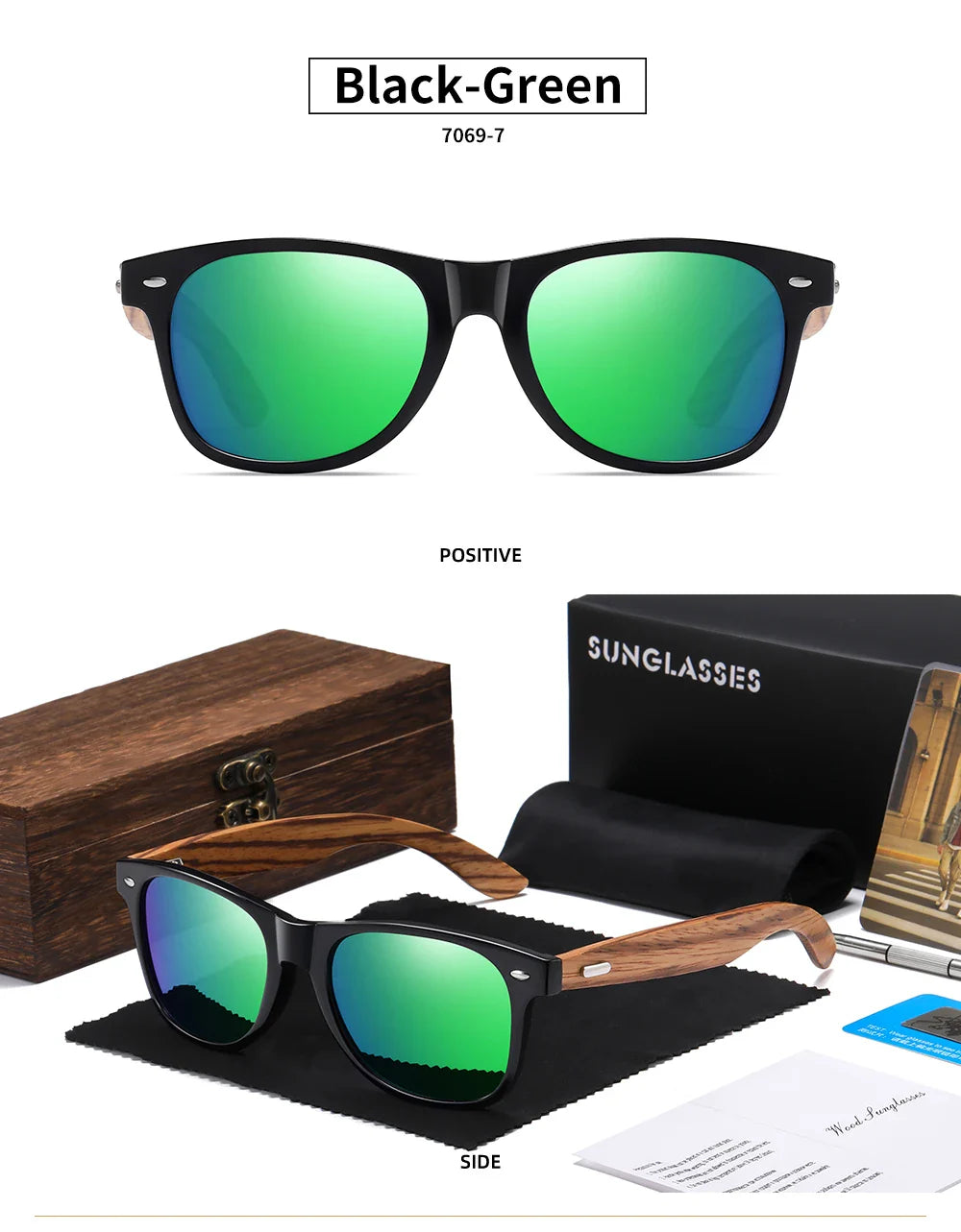 GM Brand 2021 Fashion 100%Handmade Natural Wooden Men Sunglasses Polarized Sun Glasses Women UV400 With Wooden Box