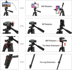 Flexible Tripod Extendable Travel Lightweight Stand Remote Control For Mobile