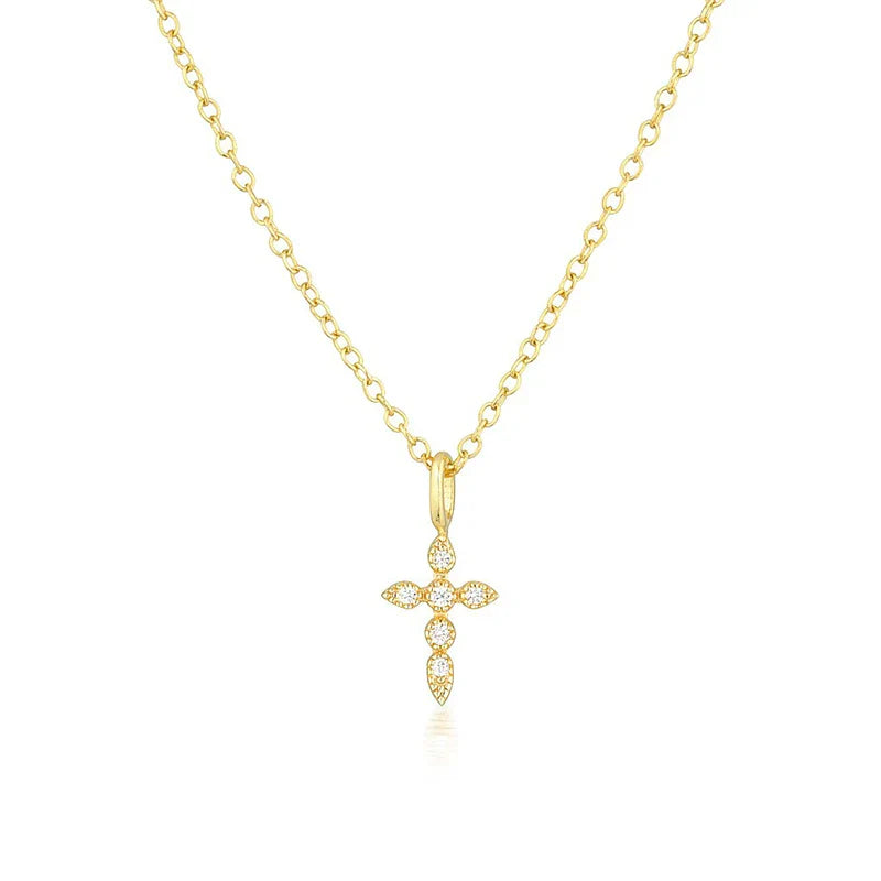 Aide 925 Sterling Silver Necklaces Charms for Women Crystal Cross Clavicle Collar Chain Simple Choker Necklace Accessories Gift