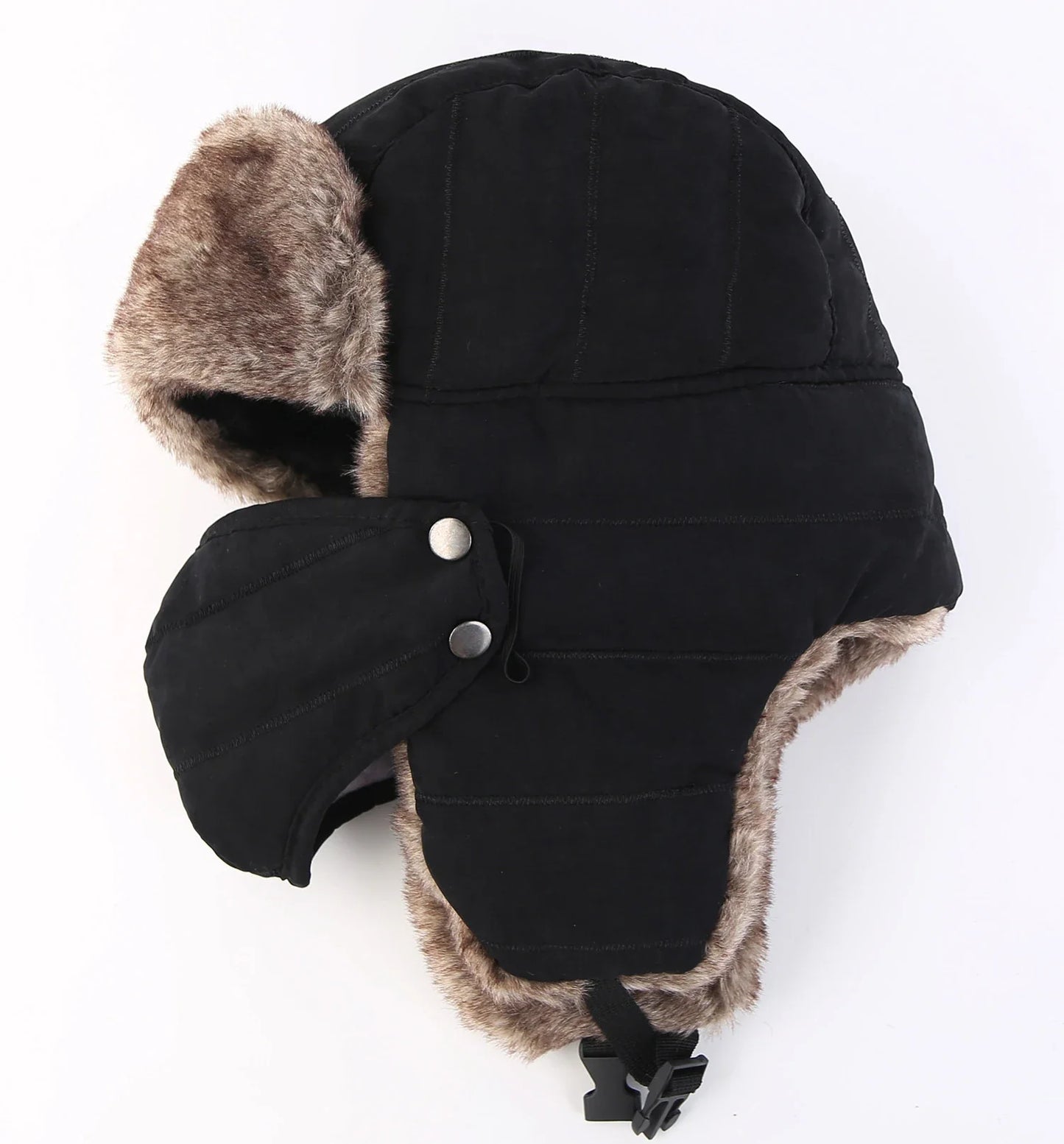 Connectyle Men's Warm Chunky Trapper Hat Removable Windproof Winter Russian Hats with Mask Ushanka Hat