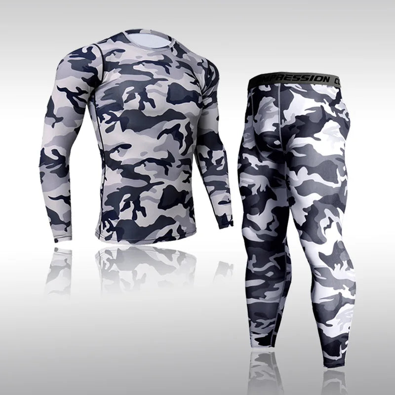 Quick Dry Camouflage Men's Running Sets Compression Sports Suits Skinny Tights Clothes Gym Rashguard Fitness Sportswear Men 2021