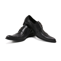 Black Fashion Brock Man Banquet Shoes Plus Size Real Leather Formal Brogue Shoes