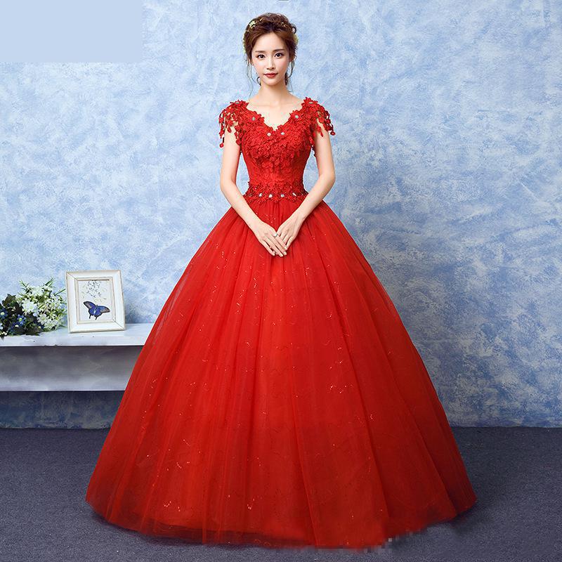 White Bridesmaid Dresses: Wedding Dress The Red V-neck Ball Gown Vintage