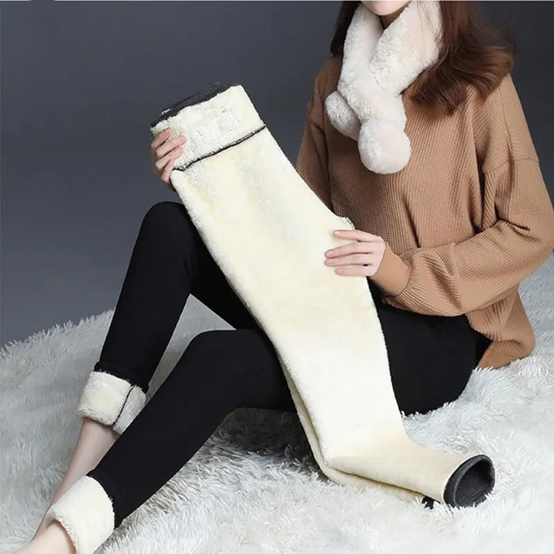 Winter Women Leggings Fleece Lined Velvet Keep Warm Pants High Waist Leggings