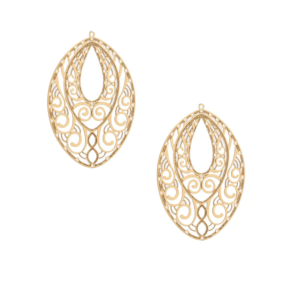 4pcs Gold Stainless Steel Filigree Earring Charm Pendants Connectors for Earring DIY Jewelry Making Supplies wholesale