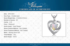 JewelryPalace Heart Love 2.4ct Created Opal 925 Sterling Silver Pendant Necklace