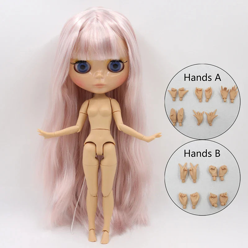 ICY DBS Blyth doll 1/6 bjd joint body tan skin doll glossy face 30cm toy random eyes colors