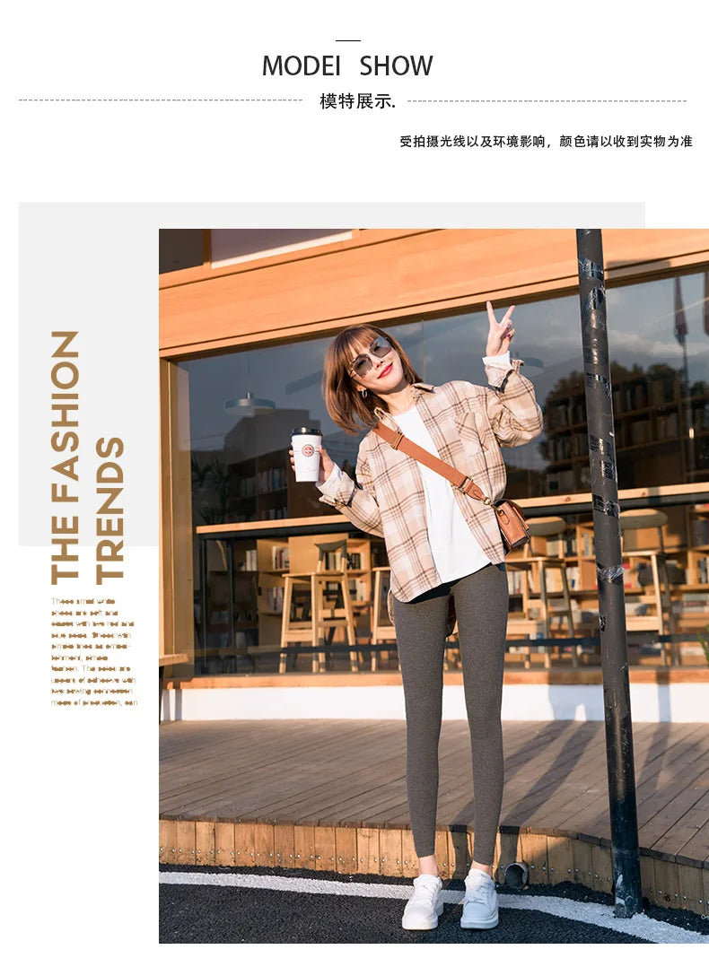 Ribbed Leggings For Women High Waist Autumn Winter Warm Legging Cotton