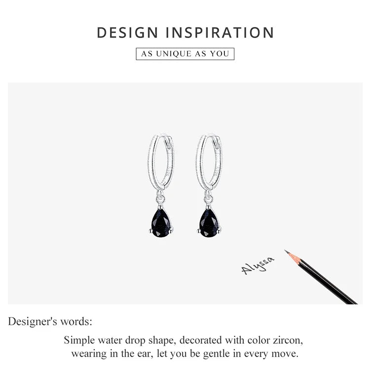 BAMOER Silver ISHWAR Green Water Drop Earrings 925 Sterling Silver 4 Colors Drop Shape Earring for Women Statement  Jewelry