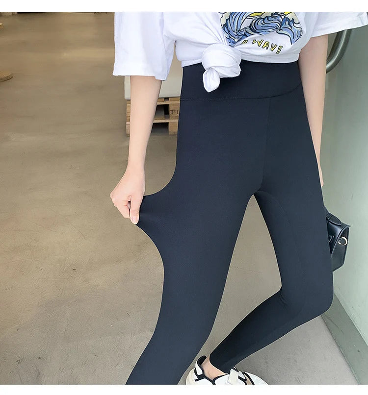 Women Sharkskin Black Leggings Thin Workout Stretch Fitness