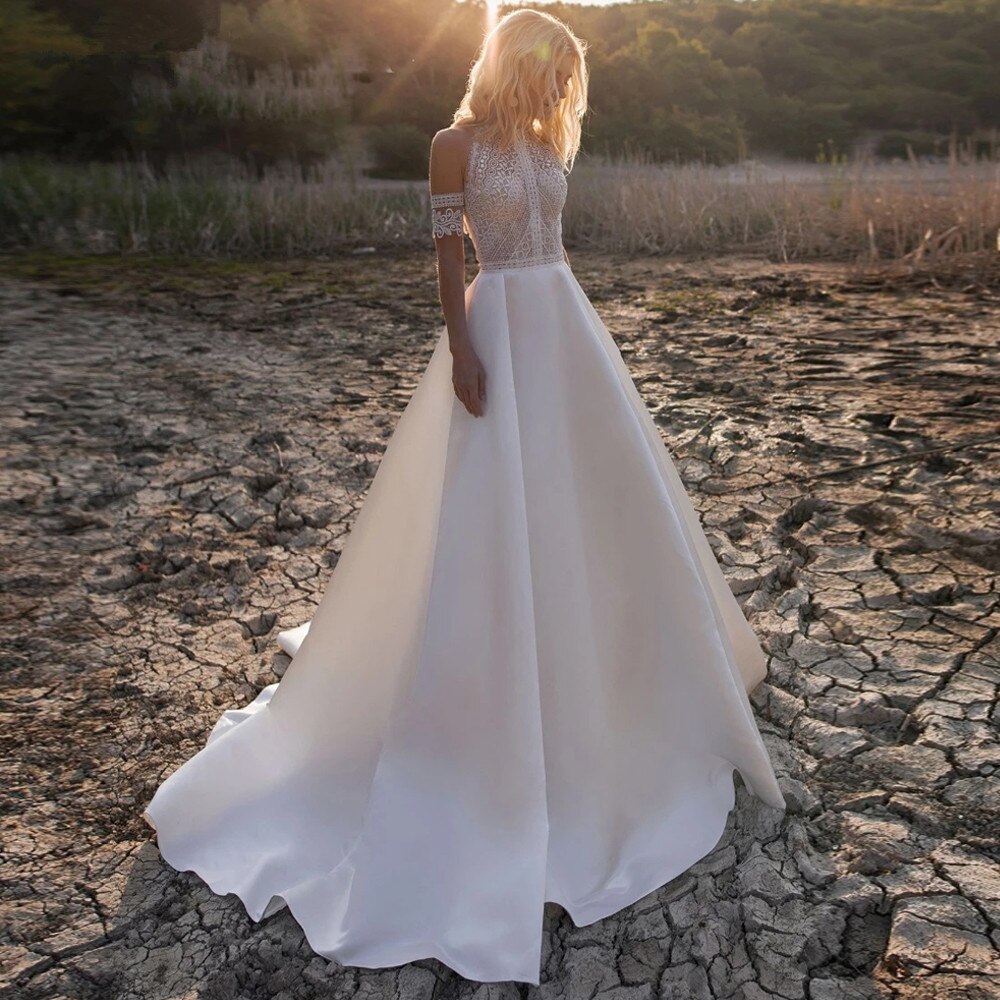 White Bridesmaid Dresses: Bohemian Wedding Dress For Brides Off The Shoulder Lace