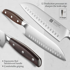 Stainless Steel 7'' Santoku Knife Din 1.4116 Slicing Chef Kitchen