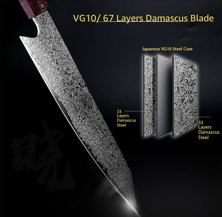 Damascus Knife 8 inch Kitchen Knife Japanese Style VG10 67 Layers Stainless Steel