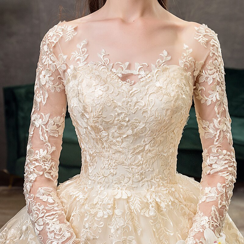White Bridesmaid Dresses: White Ivory Champagne Wedding Dresses With Sleeve Illusion
