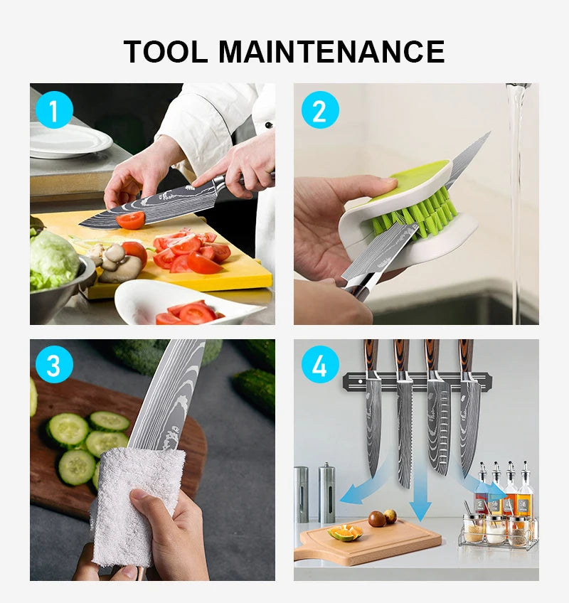 Kitchen knives Set Professional Chef Knives Japanese 7CR17 440C High Carbon