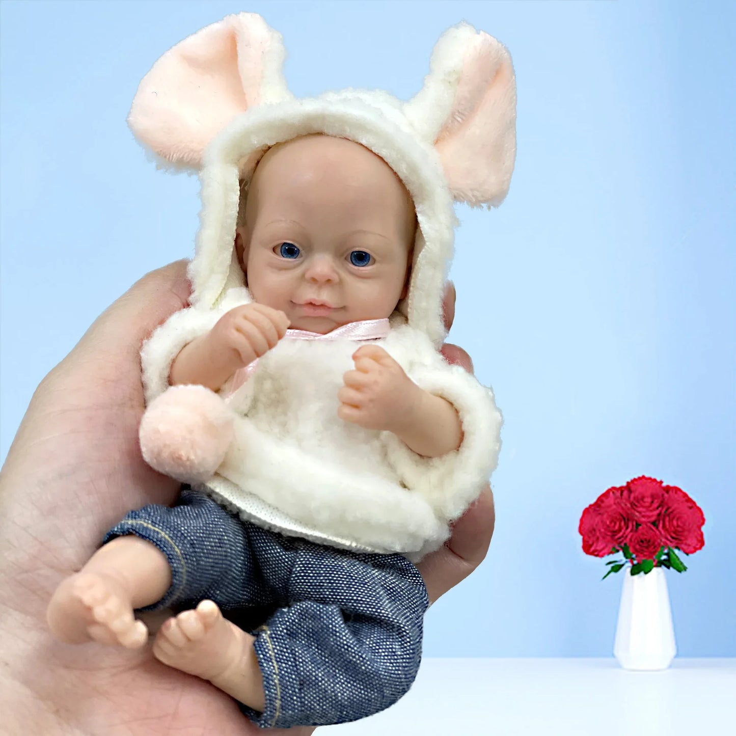 AnjoDoll Lovely 6 Inch Palm Newborn Babies Full Body Silicone Boys Reborn Dolls Bebe Reborn Corpo De Silicone Inteiro