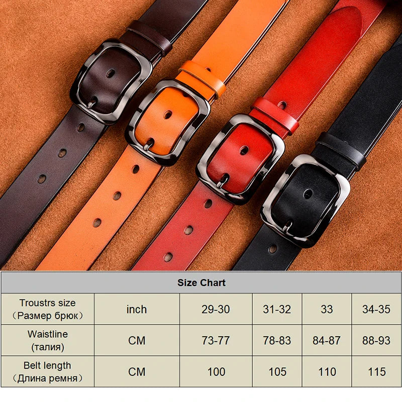 VATLTY 3.2cm Genuine Leather Belt for Women Natural Cowhide Metal Buckle Casual Jeans Trousers Belt Female Waistband Gifts