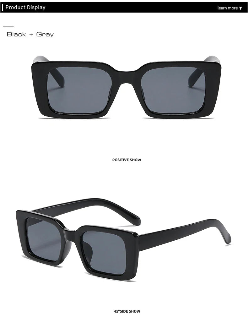 SO&EI Ins Popular Fashion Small Rectangle Sunglasses Women Retro Leopard Shades UV400 Men Trending Square Sun Glasses
