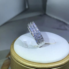 925 Sterling Silver Inlaid With White Zircon Ring Fashion Ladies Half Ring Party