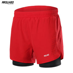 Men's Running Shorts Outdoor Sports Training Exercise Jogging Gym Fitness 2 in 1