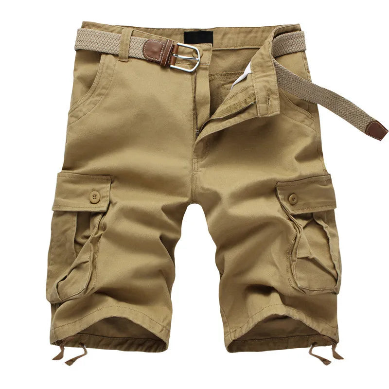 Men's Baggy Multi Pocket Military Cargo Shorts Mens Cotton Khaki Mens